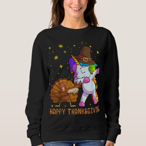 Cute Unicorn Thanksgiving For Girls Pilgrim Hat Tu Sweatshirt