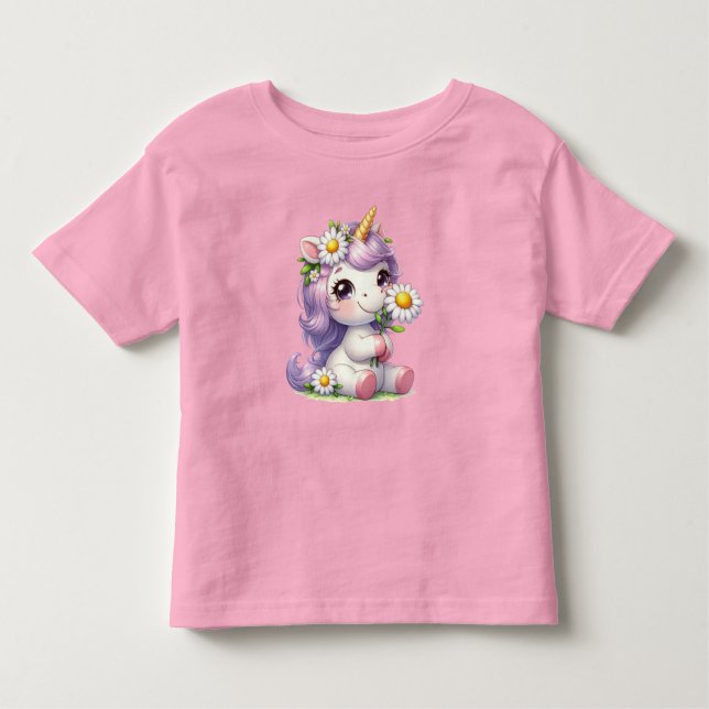 Cute Unicorn Theme Toddler T-shirt (Front)