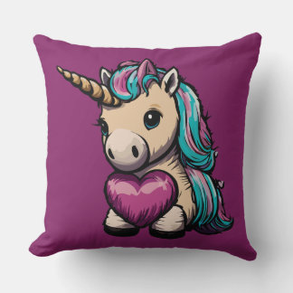 Cute Unicorn Throw Pillow