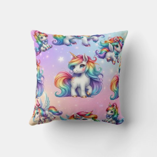 Cute Unicorn Throw Pillow for Girls 