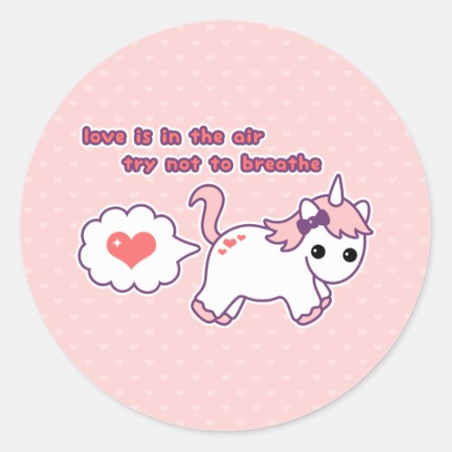 Cute Unicorn Valentine Classic Round Sticker