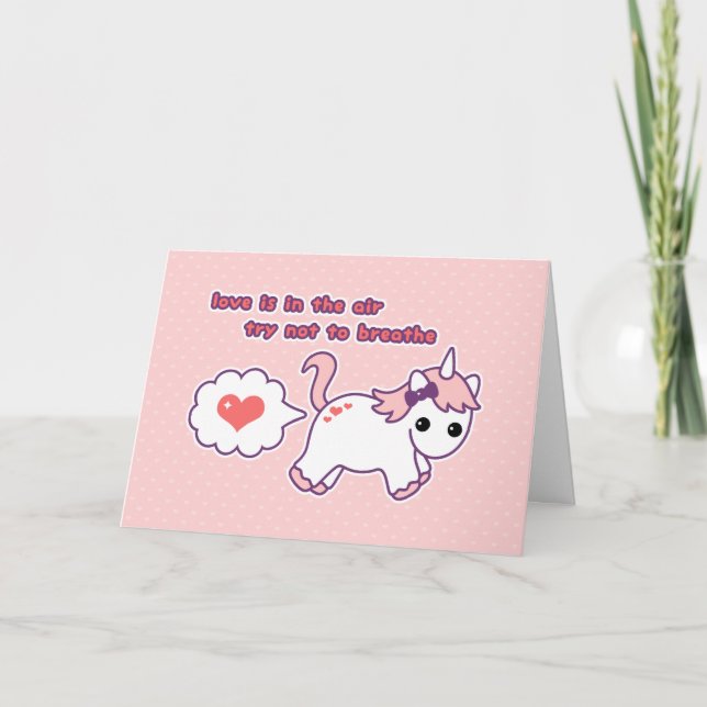 Cute Unicorn Valentine Holiday Card (Front)