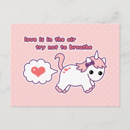 Cute Unicorn Valentine Holiday Postcard
