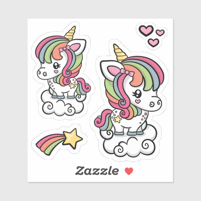 Cute Unicorn Vinyl Sticker (Sheet)