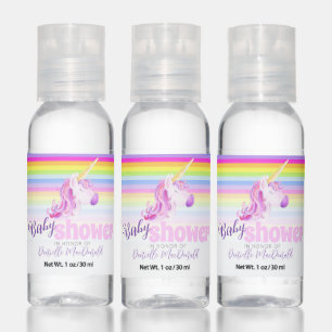 Cute unicorn watercolor art rainbow baby shower hand sanitizer