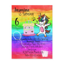Cute Unicorn Watercolor Rainbow Birthday