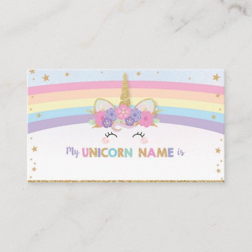 Cute Unicorn What is Your Unicorn Name Game Card