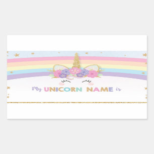Cute Unicorn What is Your Unicorn Name Game Rectangular Sticker