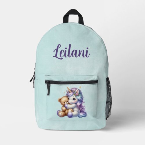 Cute Unicorn with a Teddy Bear Personalized  Printed Backpack