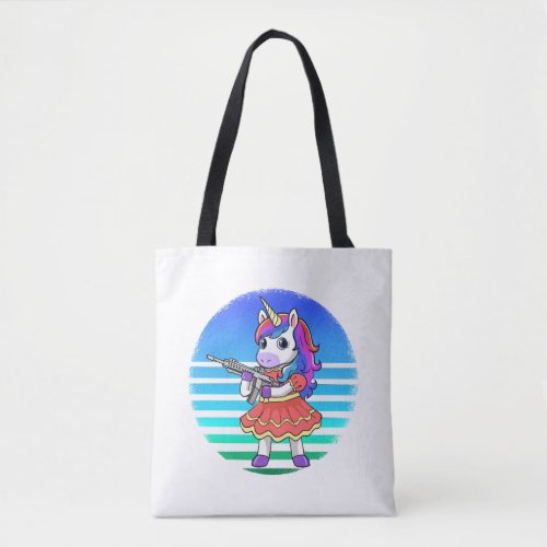 Cute unicorn with a weapon Design for a Einhorn Tote Bag