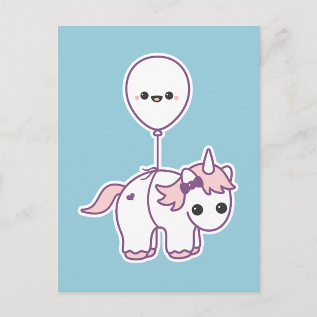 Cute Unicorn with Balloon Postcard (Front)