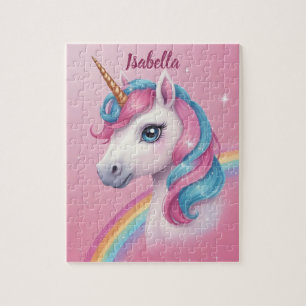 Cute Unicorn With Beautiful Mane Personalized Girl Jigsaw Puzzle