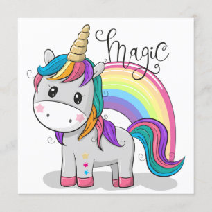 Cute Unicorn with big eyes Invitation