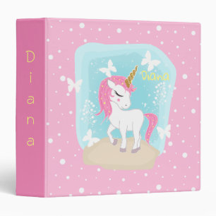 Cute unicorn with butterflies. 3 ring binder