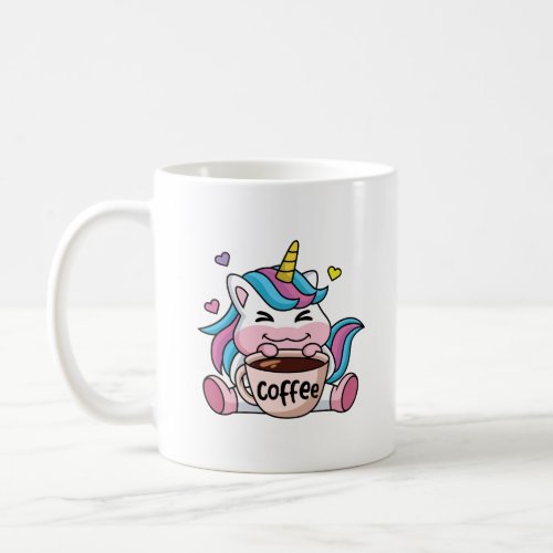 Cute Unicorn with Coffee Coffee Mug