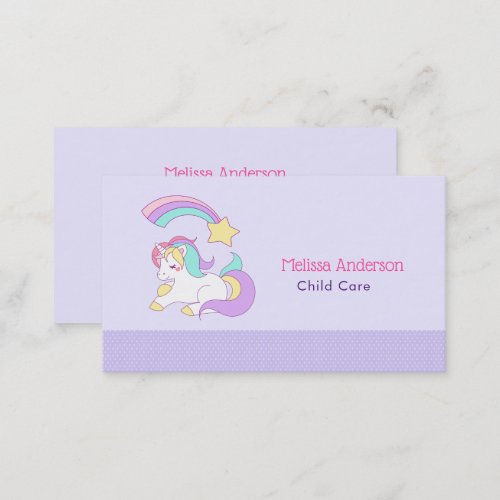 Cute Unicorn with Colorful Shooting Star Business Card