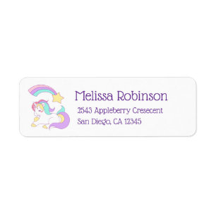 Cute Unicorn with Colorful Shooting Star Label