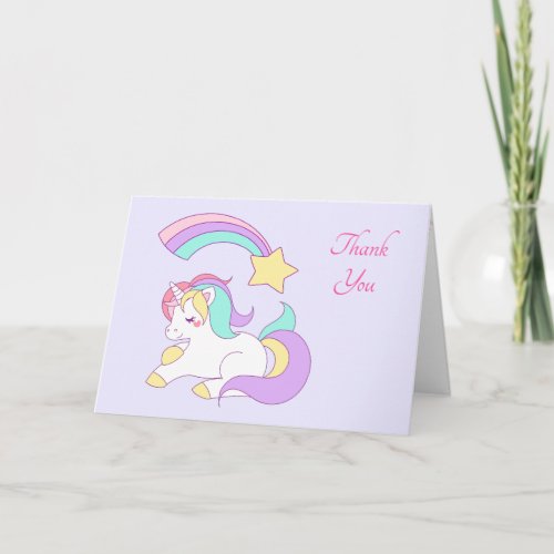 Cute Unicorn with Colorful Shooting Star Thank You