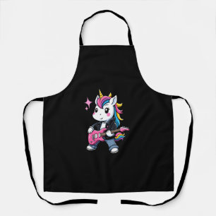 Cute Unicorn with Guitar Unicorn Rock music lover Apron