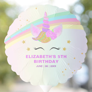 Cute Unicorn with Magic Rainbow Birthday Girl Balloon