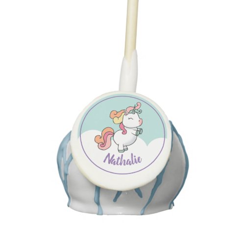 Cute unicorn with name cake pops