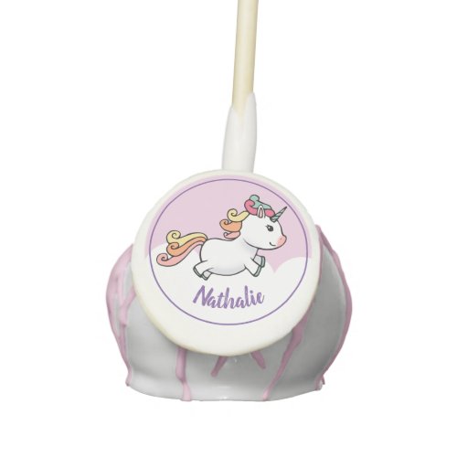 Cute unicorn with name cake pops