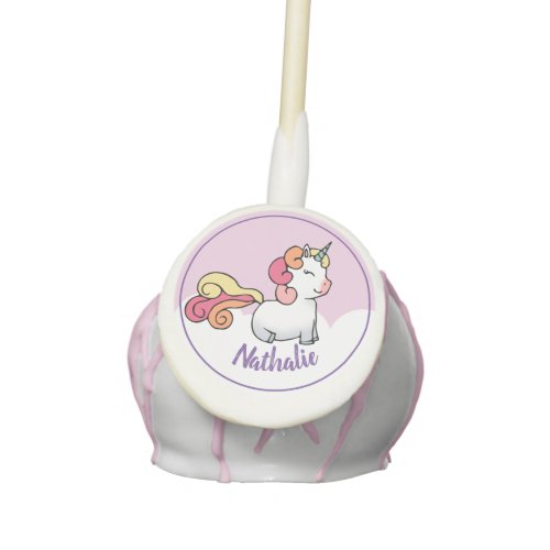 Cute unicorn with name cake pops