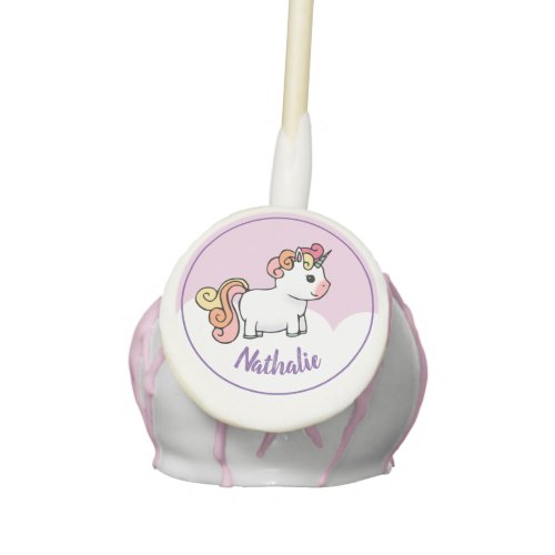 Cute unicorn with name cake pops