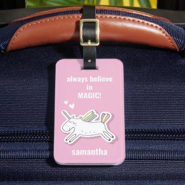 Cute Unicorn with Name Pink Kids 
