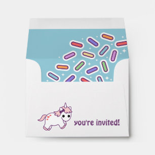 Cute Unicorn with Rainbow Sprinkles Envelope
