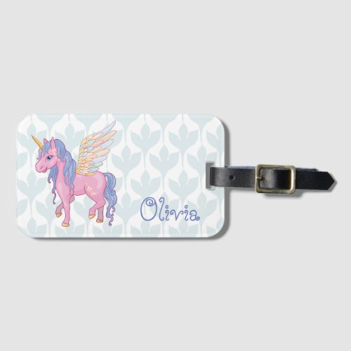 Cute Unicorn with rainbow wings illustration Luggage Tag