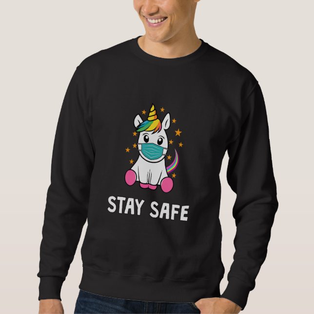 Cute Unicorn With Respirator Mask For The Home Sweatshirt (Front)