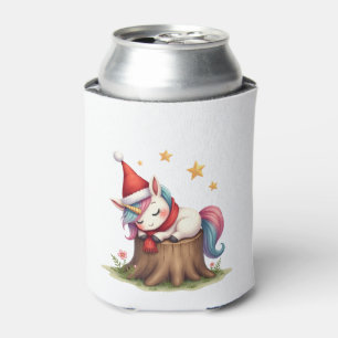 Cute Unicorn with Scarf Christmas Xmas Holiday T-S Can Cooler