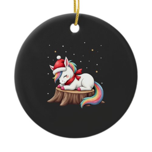 Cute Unicorn with Scarf Christmas Xmas Holiday T-S Ceramic Ornament