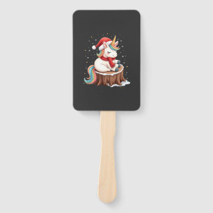 Cute Unicorn with Scarf Christmas Xmas Holiday T-S Hand Fan