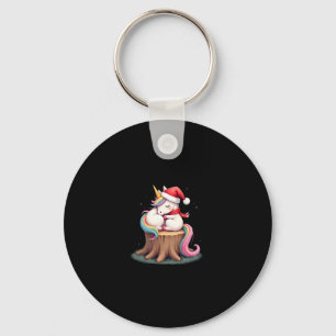 Cute Unicorn with Scarf Christmas Xmas Holiday T-S Keychain