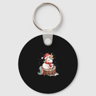 Cute Unicorn with Scarf Christmas Xmas Holiday T-S Keychain