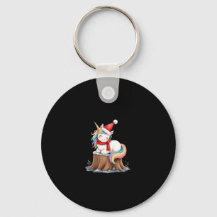 Cute Unicorn with Scarf Christmas Xmas Holiday T-S Keychain