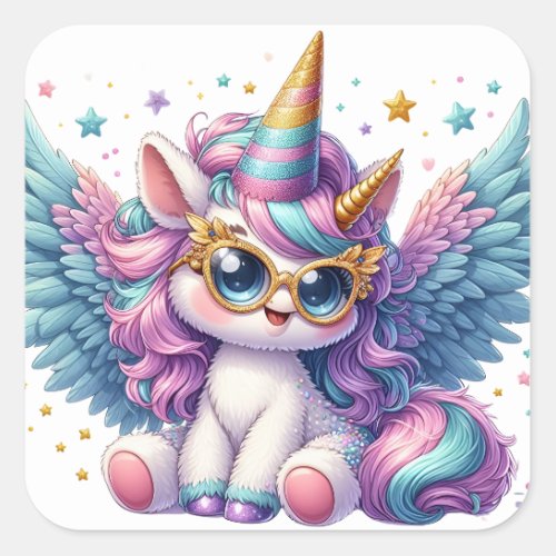 Cute Unicorn with Stars Sticker