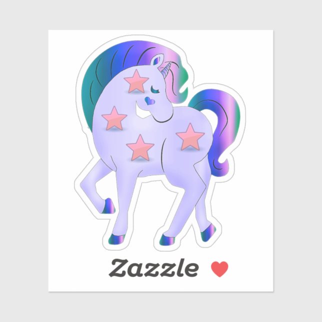 Cute Unicorn with Stars Sticker (Sheet)