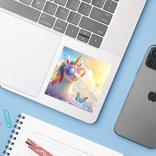 Cute Unicorn with Sunglasses: Magical and Fun Sticker