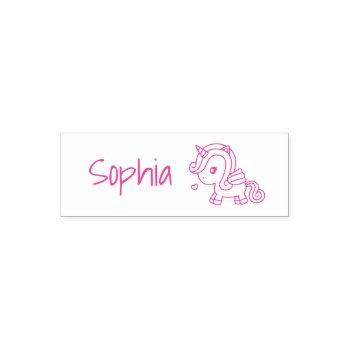 Cute Unicorn With Wings  Girls Personalized Name Self-inking Stamp by RustyDoodle at Zazzle