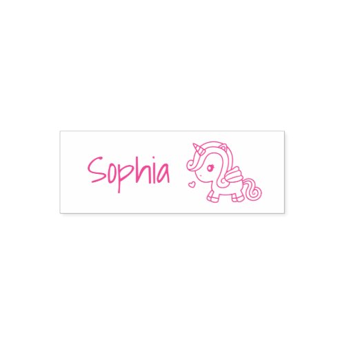 Cute Unicorn with Wings Girls Personalized Name Self_inking Stamp