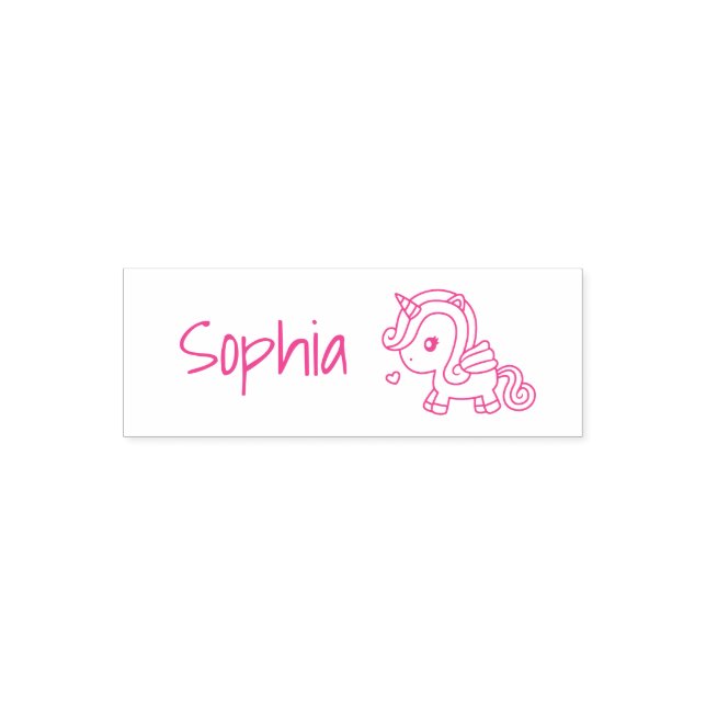 Cute Unicorn with Wings, Girls Personalized Name Self-inking Stamp (Design)