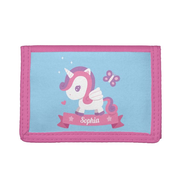 Cute Unicorn with Wings Girls Personalized Wallet (Front)