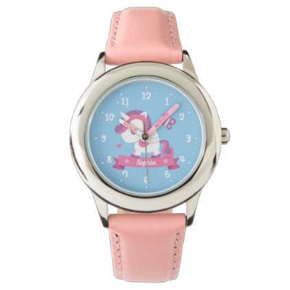 Cute Unicorn with Wings Girls Personalized Watch