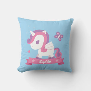 Cute Unicorn with Wings Girls Room Decor Pillow