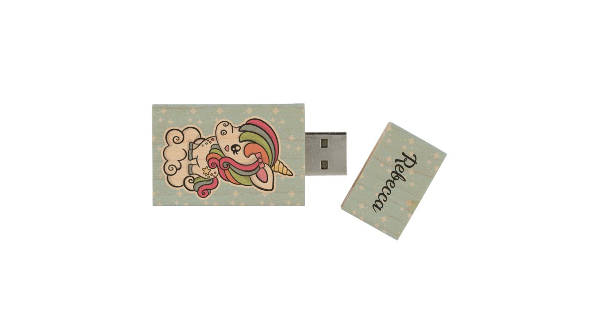 Cute Unicorn Wood Usb Flash Drive Zazzle Com
