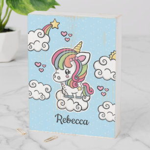 Cute Unicorn Wooden Box Sign