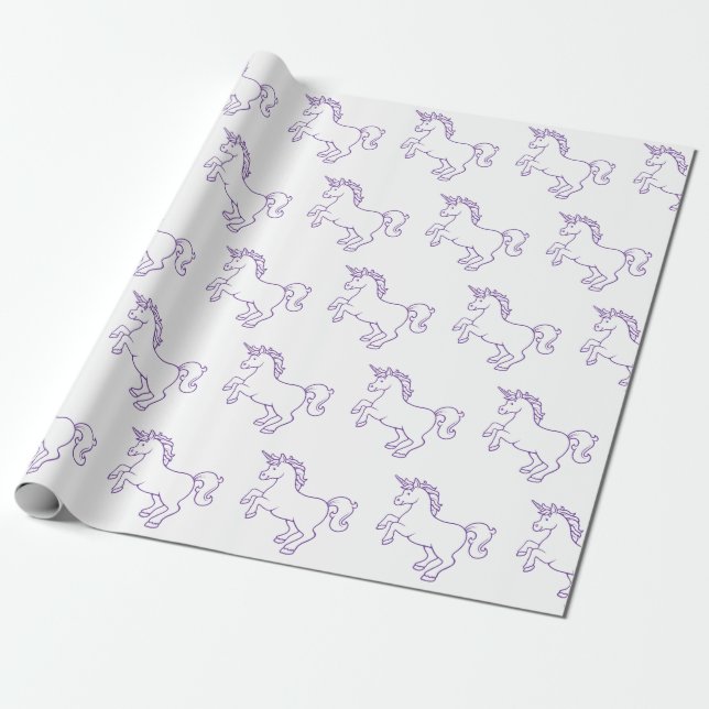 Cute Unicorn Wrapping Paper (Unrolled)